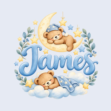 Personalised Sleepy Teddy Name Wall Decal, image 1
