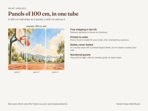 Watercolor Swish Hoop Basketball Wall Mural, image 8