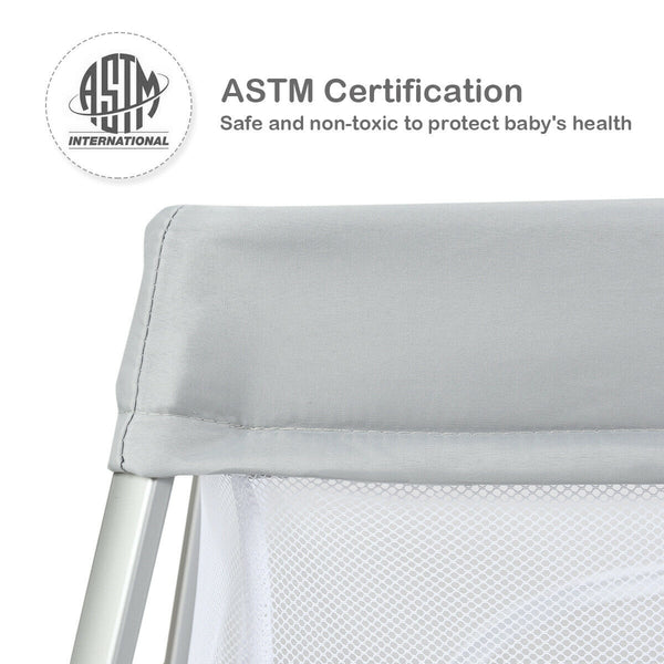 Lightweight foldable baby playpen with carry bag, perfect for safe play and sleep, shown from angle 8.