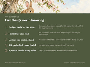Watercolor Apple Blossom Family Bunny Wall Mural, image 10