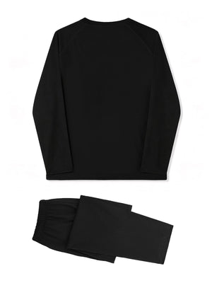 Santa's Little Helper Kids Christmas Outfit, Black Long Sleeve Top and Pants Lounge Set for Boys and Girls