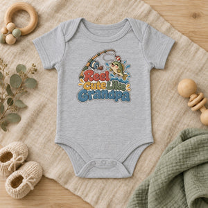 Reel Cute Like Grandpa baby bodysuit in heather grey