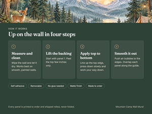 Watercolor Mountain Camp Camping Wall Mural, image 9