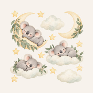 Sleeping Koala Moon and Clouds Wall Decals, Set of 15, image 3