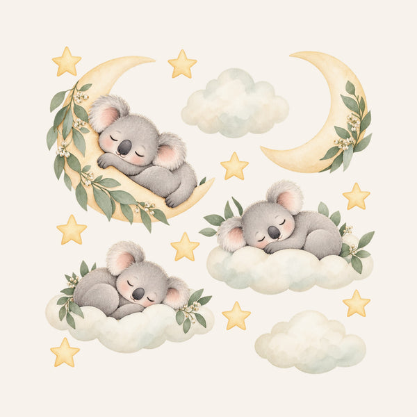 Sleeping Koala Moon and Clouds Wall Decals, Set of 15, image 3