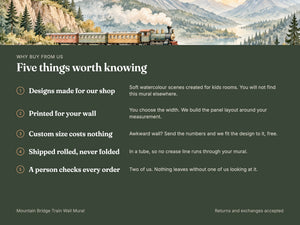 Watercolor Mountain Bridge Train Wall Mural, image 10