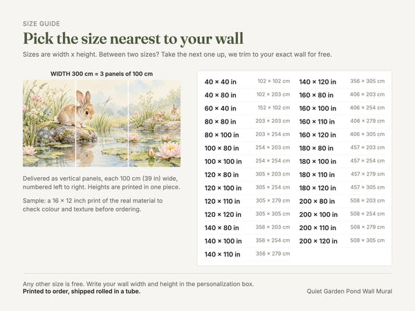 Watercolor Quiet Garden Pond Bunny Wall Mural, image 5