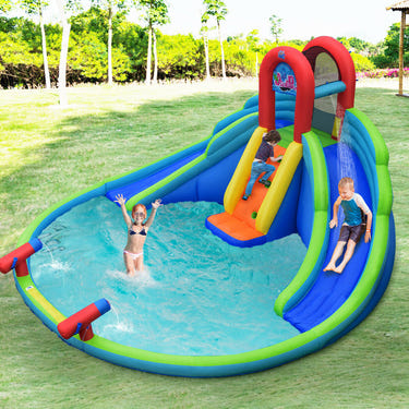 Inflatable Water Slide Bounce House with Mighty Splash Pool for Kids with Blower