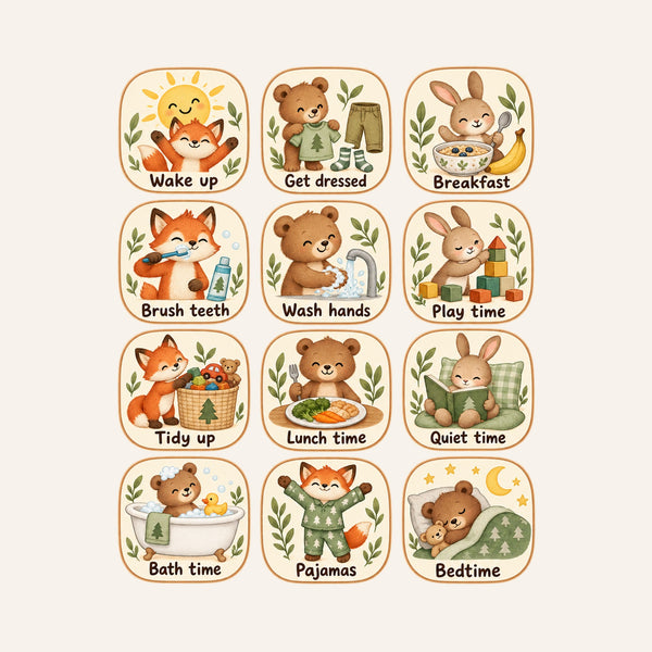 Woodland Daily Routine Wall Decals, Set of 12, image 3