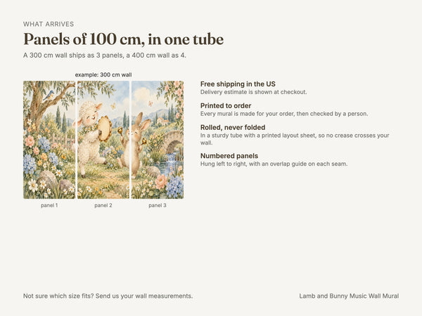 Watercolor Lamb and Bunny Music Wall Mural, image 8