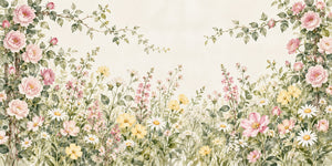 Watercolor Climbing Rose Garden Wall Mural, image 2