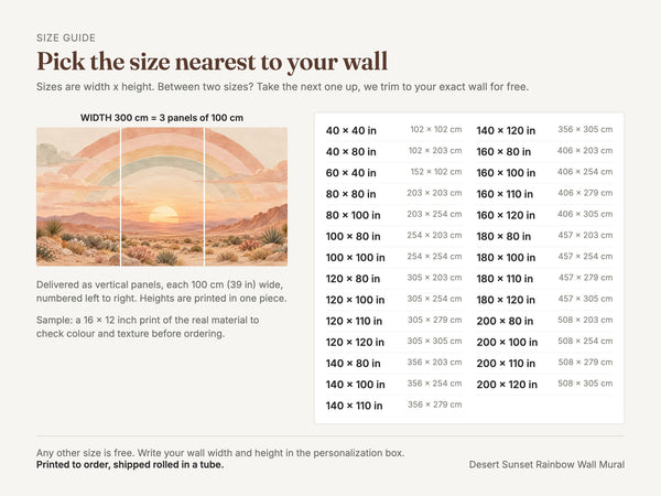 Watercolor Desert Sunset Rainbow Wall Mural, image 4