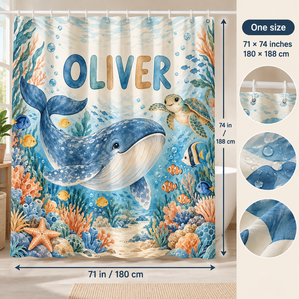 Ocean Adventure personalized shower curtain size 71 x 74 inches