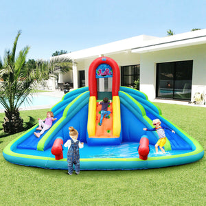 Inflatable Water Slide Bounce House with Mighty Splash Pool for Kids with Blower