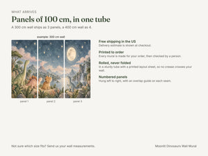 Watercolor Moonlit Dinosaurs Wall Mural, image 8