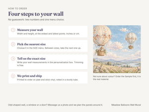 Watercolor Meadow Hot Air Balloons Wall Mural, image 6