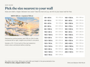Watercolor Birds and Biplane Wall Mural, image 5