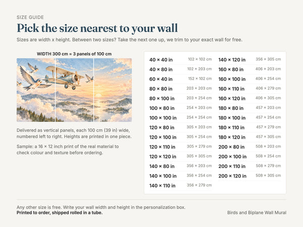 Watercolor Birds and Biplane Wall Mural, image 5
