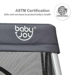 Lightweight foldable baby playpen with carry bag, perfect for safe play and sleep on the go. Angle 14 view.