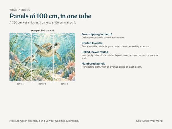 Watercolor Sea Turtles Ocean Wall Mural, image 8