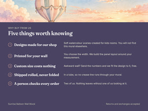 Watercolor Sunrise Hot Air Balloon Wall Mural, image 10