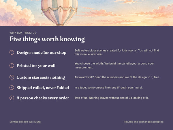Watercolor Sunrise Hot Air Balloon Wall Mural, image 10