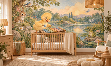Watercolor Duckling Xylophone Wall Mural, image 1