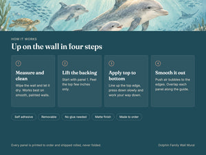 Watercolor Dolphin Family Ocean Wall Mural, image 9