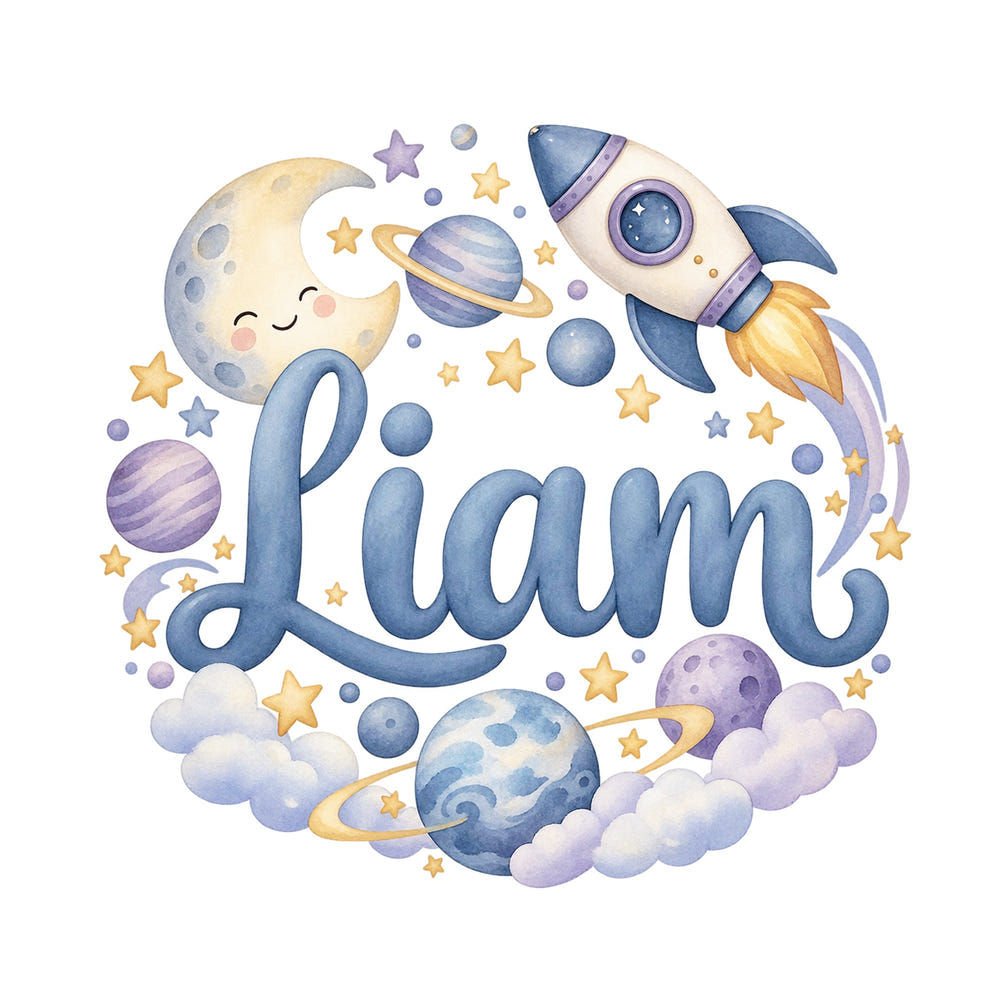 Personalised Space Rocket Name Wall Decal, image 1
