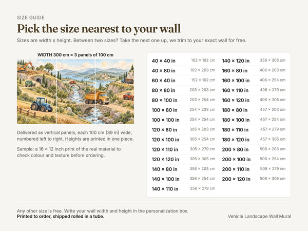 Watercolor Vehicle Landscape Wall Mural, image 5