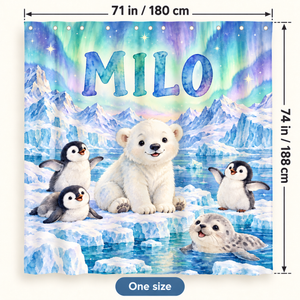 Arctic Friends personalized shower curtain size 71 x 74 inches