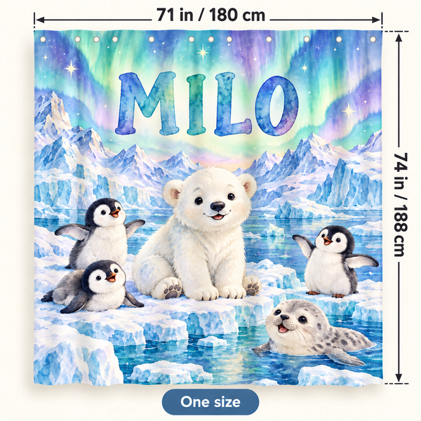 Arctic Friends personalized shower curtain size 71 x 74 inches