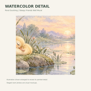 Watercolor Pond Duckling Wall Mural, image 4