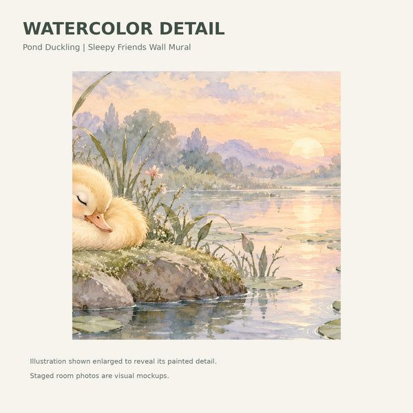 Watercolor Pond Duckling Wall Mural, image 4
