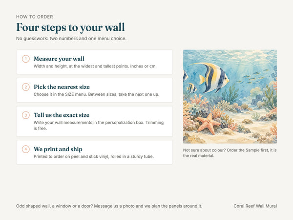Watercolor Coral Reef Ocean Wall Mural, image 6