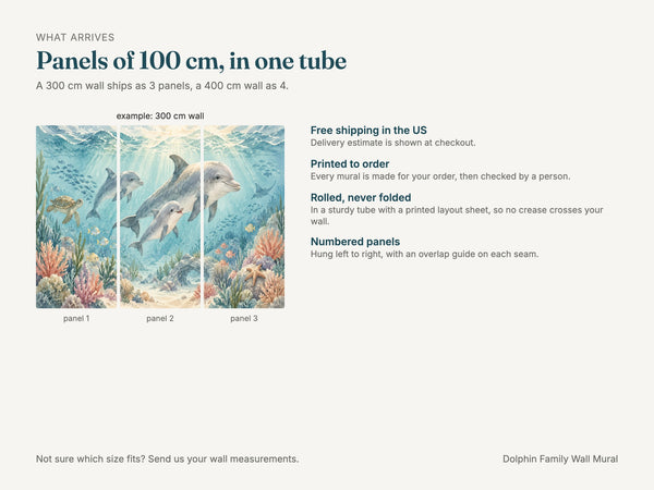 Watercolor Dolphin Family Ocean Wall Mural, image 8
