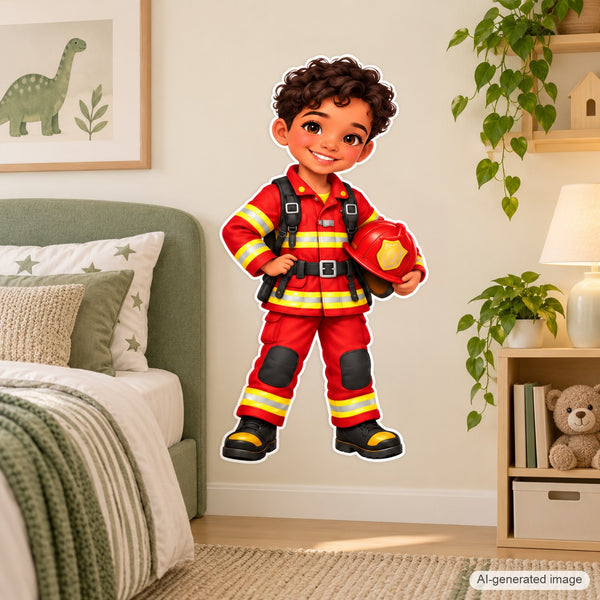 Personalized Firefighter Wall Decal from Photo, Dream Job Sticker, image 6