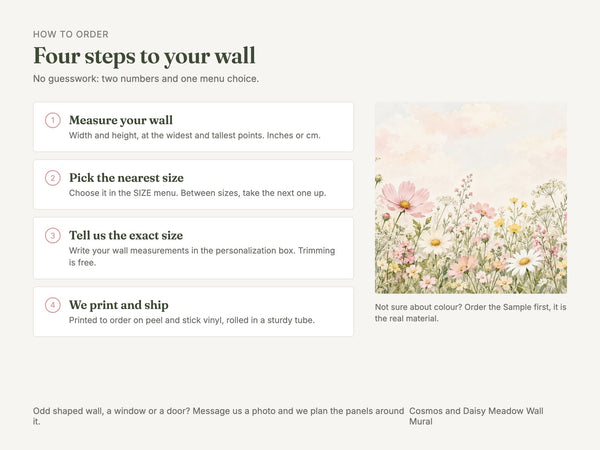 Watercolor Cosmos and Daisy Meadow Wall Mural, image 5