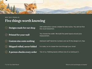 Watercolor F is for Fox Alphabet Wall Mural, image 10