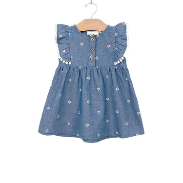 Chambray Pinafore Dress - Daisies