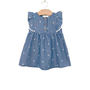 Chambray Pinafore Dress - Daisies
