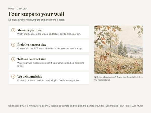 Watercolor Squirrel and Fawn Forest Wall Mural, image 5