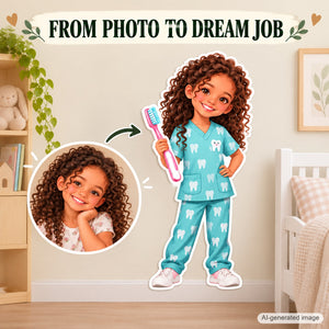 Personalized Dentist Wall Decal from Photo, Dream Job Sticker, image 3
