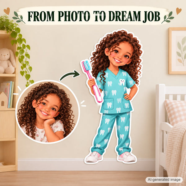 Personalized Dentist Wall Decal from Photo, Dream Job Sticker, image 3