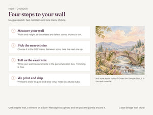 Watercolor Castle Bridge Fairy Tale Wall Mural, image 6