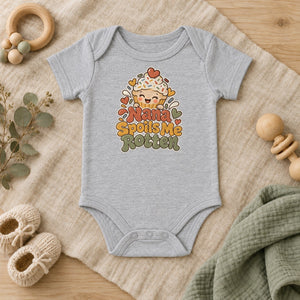 Nana Spoils Me Rotten baby bodysuit in heather grey