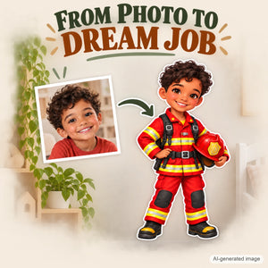 Personalized Firefighter Wall Decal from Photo, Dream Job Sticker, image 4