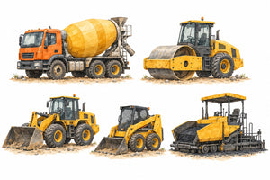Construction Vehicle Wall Decals, Set of 5 (Set 2), image 1