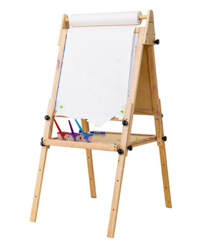 Foldable kids easel with adjustable heights, perfect art station for indoor drawing and painting activities.