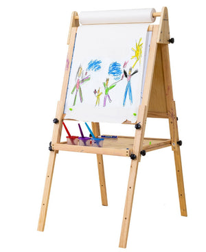 Foldable Kids Easel at angle 9, featuring 3 adjustable heights for drawing and painting fun indoors.